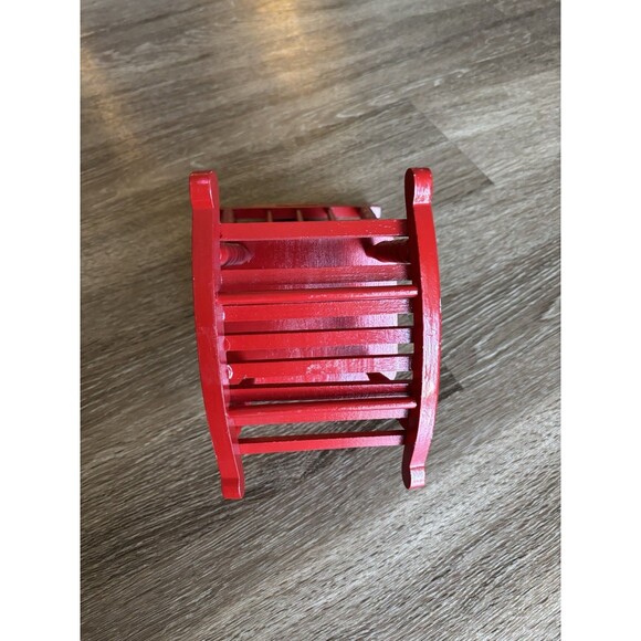 Vintage Wooden Miniature Doll Rocking Chair 9” Tall Spindle Bright Red - Picture 4 of 6